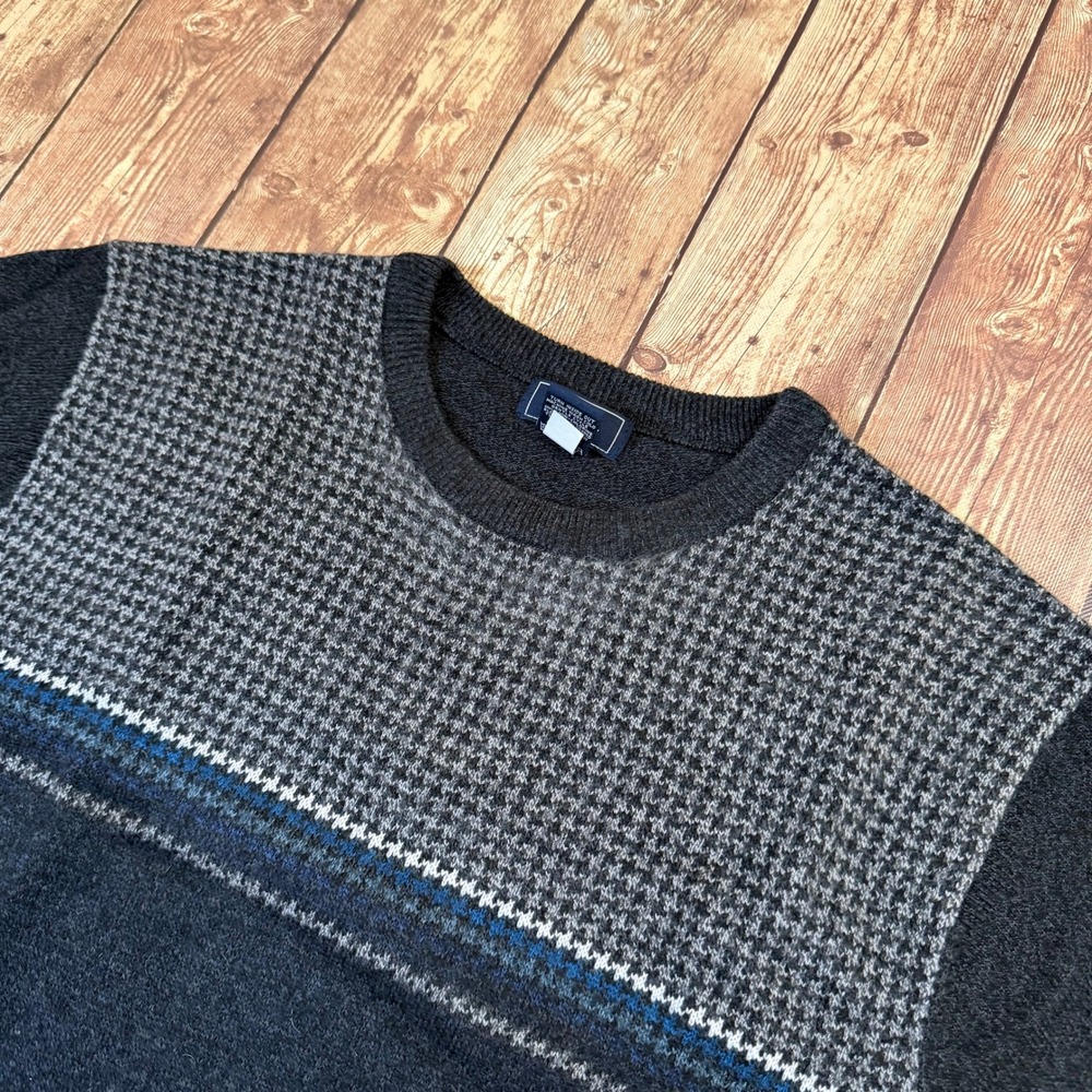 Dockers Crewneck Sweater Mens Large Gray Houndstooth Knit Pullover